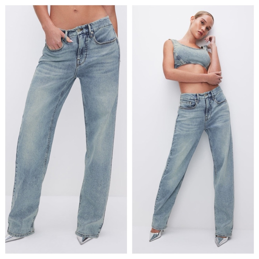 Good American Light Blue Straight Leg Jeans